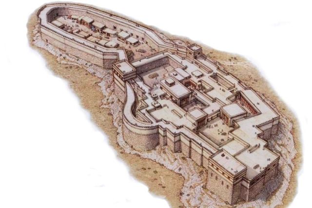 Tiryns - Artist drawing of the citadel - 1250 BC